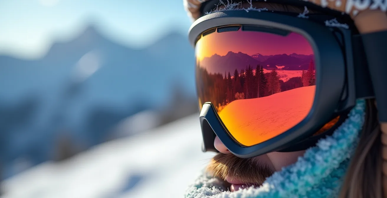 Écran de masque photochromique montrant la transition entre zones d'ombre et de lumière