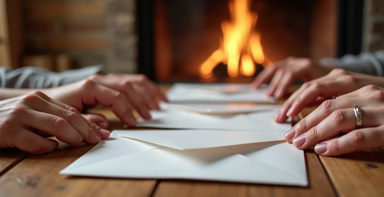 Mains tenant des enveloppes scellées numérotées pour l'attribution des chambres